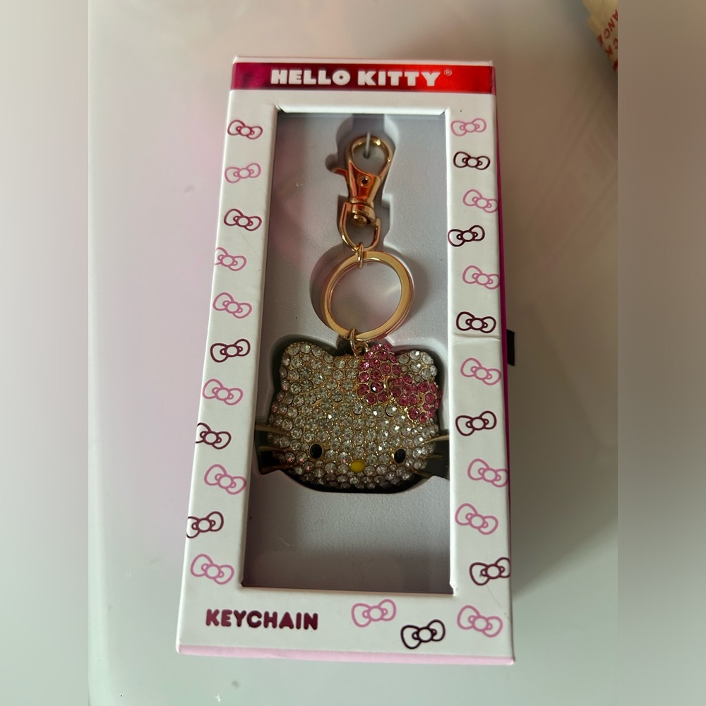 Hello Kitty Face Rhinestone Keychain bag charm